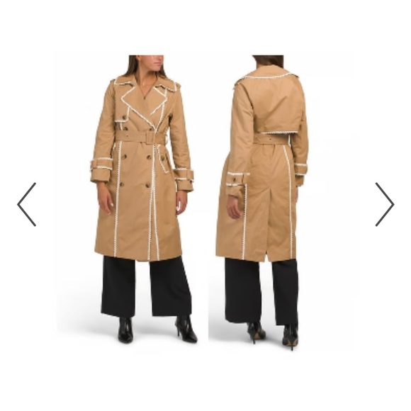 7 for all Mankind Lace Trim Tan Trench Coat BRAND NEW